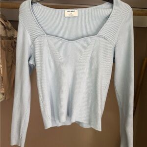 Old Navy Soft Blue Ribbed Knit Top